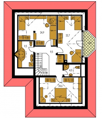 Image miroir | Plan de sol du premier étage - BUNGALOW 89